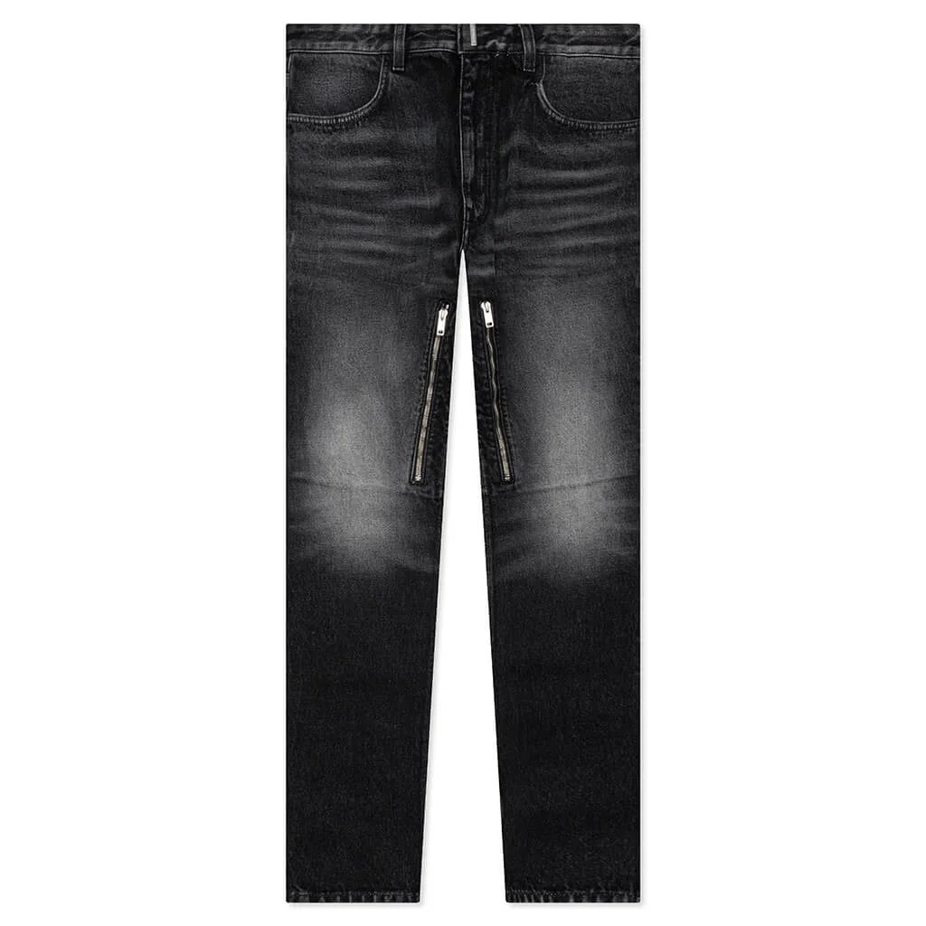 GIVENCHY SLIM FIT DENIM W/ ZIPS - BLACK/WHITE - 1