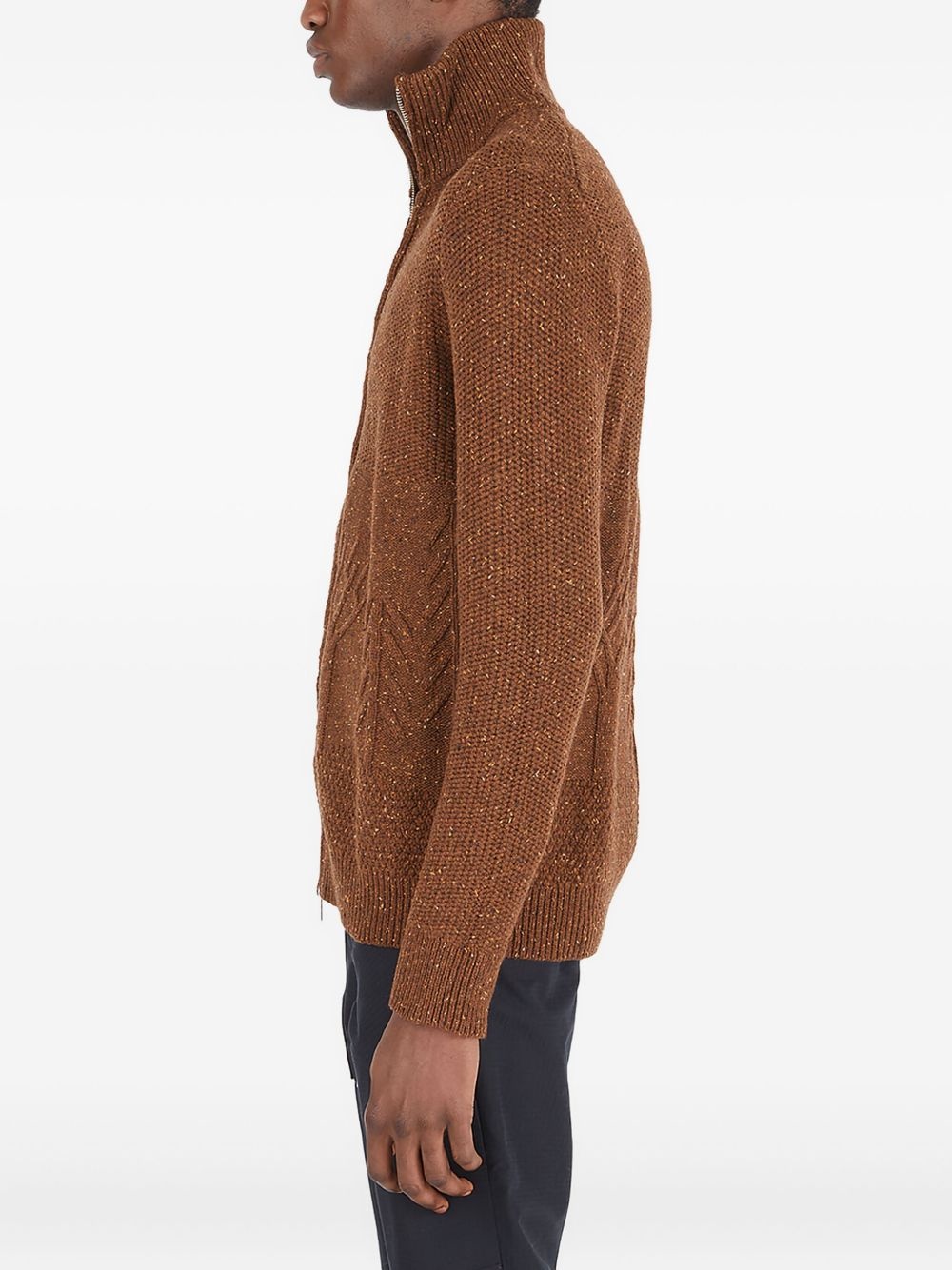 cable-knit zip-up cardigan - 3