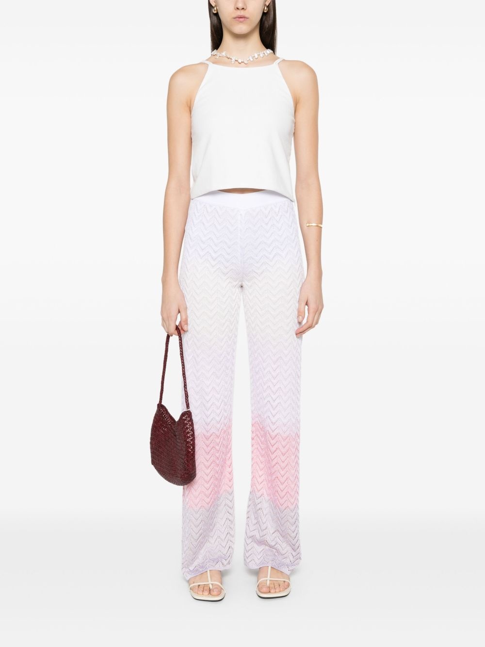 chevron-knit trousers - 2