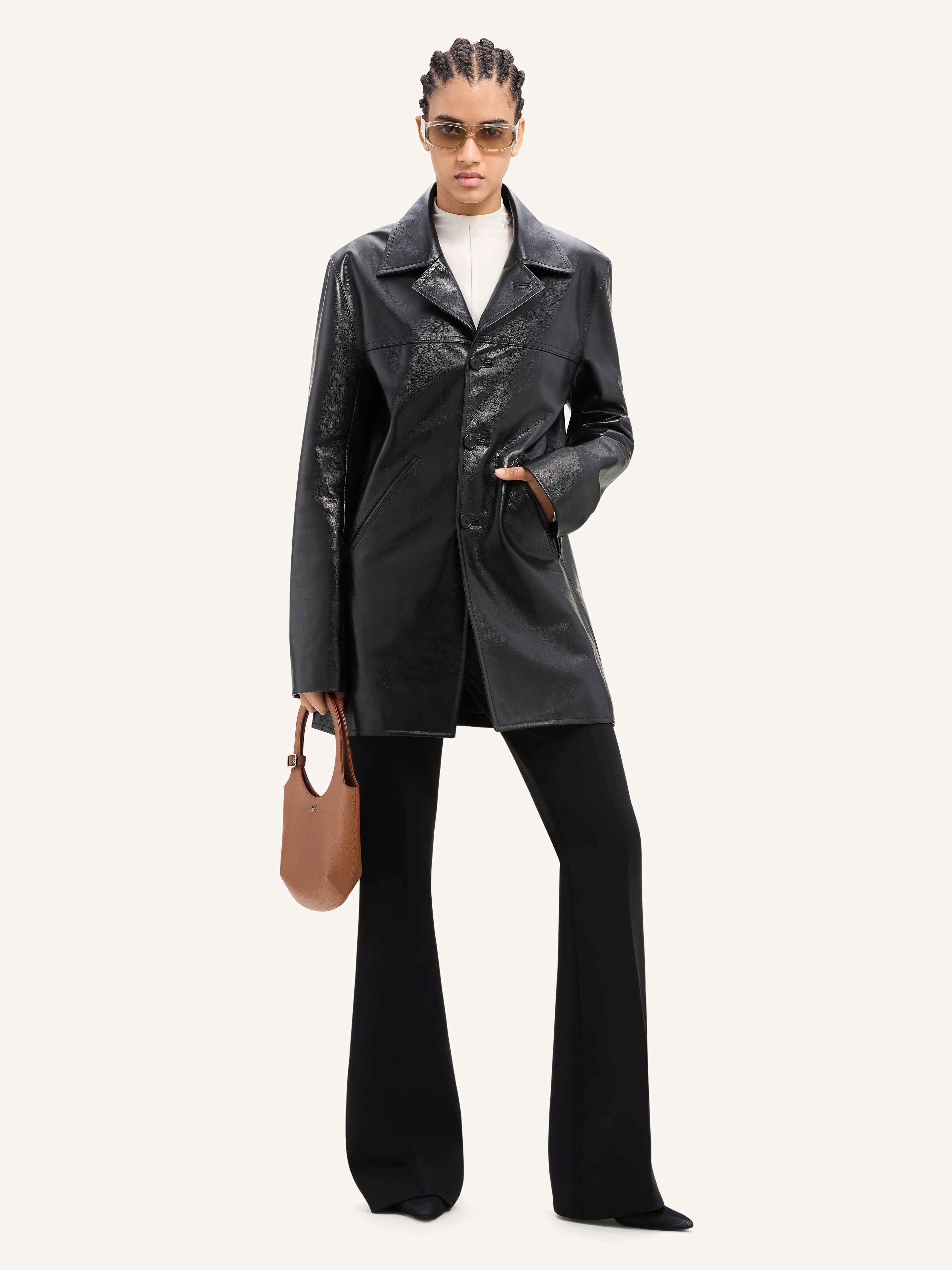 TAILORED LEATHER COAT - 3