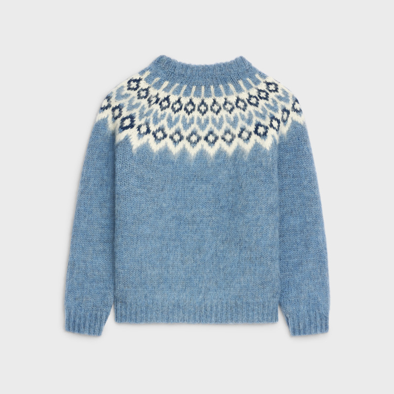 CELINE Crew neck sweater in brushed Fair Isle Wool outlook