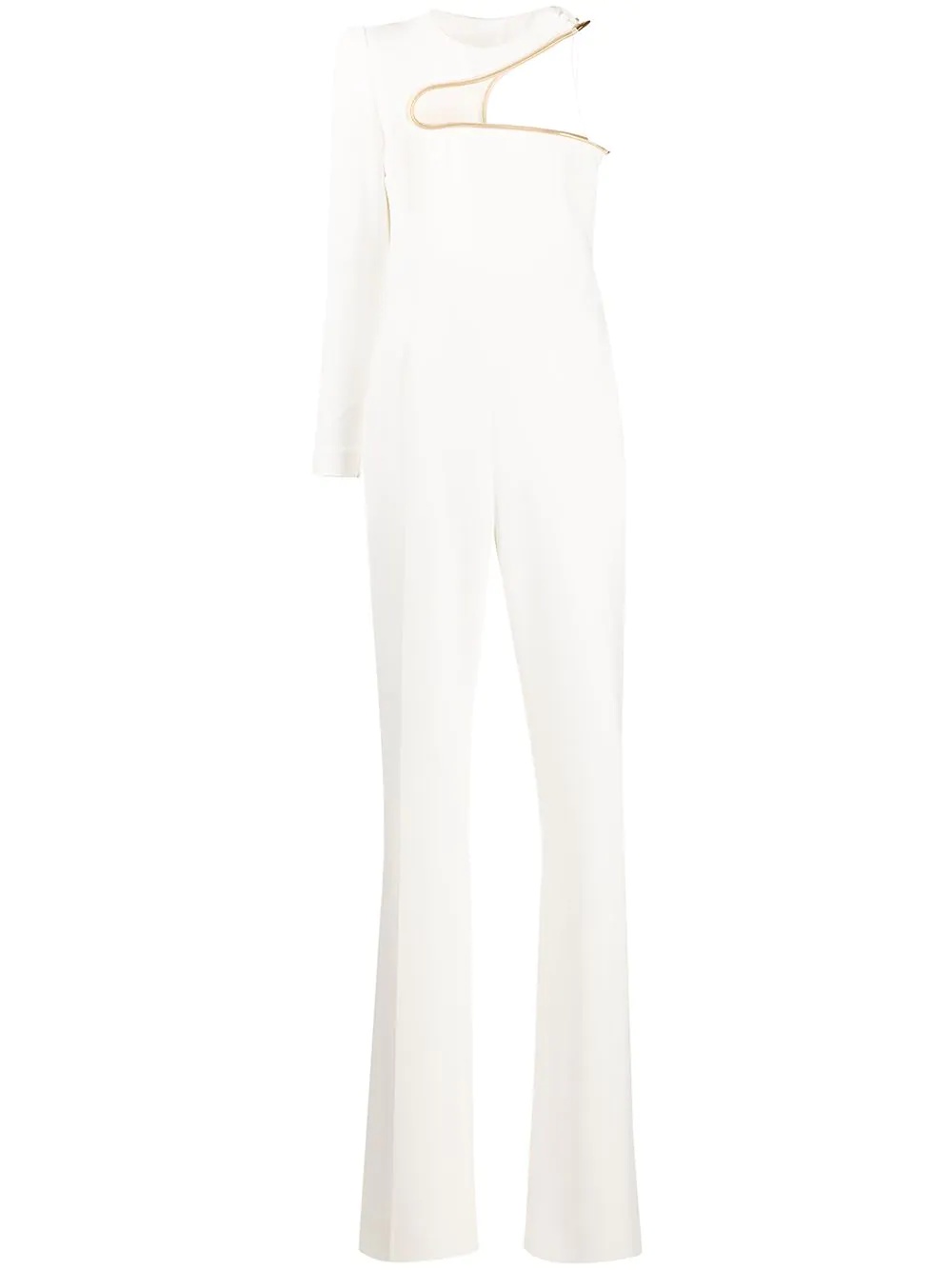 metallic trim asymmetric jumpsuit - 1