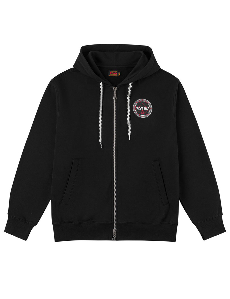 EVISU Poker Spade Embroidery Zip-up Hoodie - Black outlook