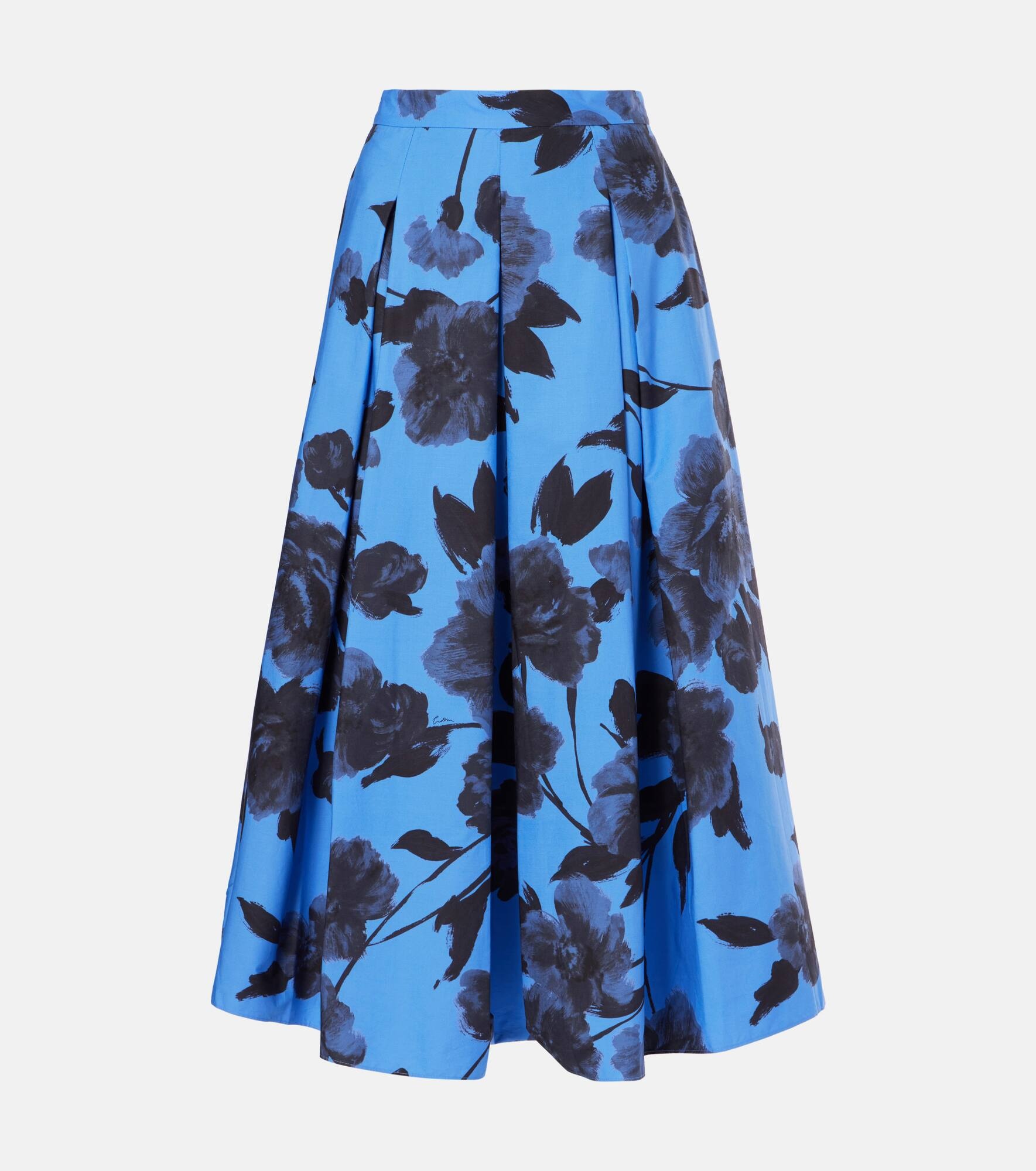 Printed cotton poplin midi skirt - 1