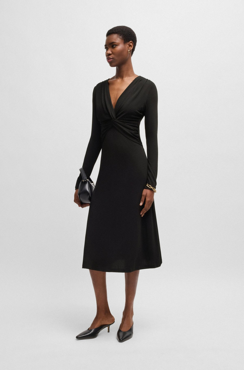 BOSS TWIST-FRONT DRESS IN STRETCH CREPE outlook
