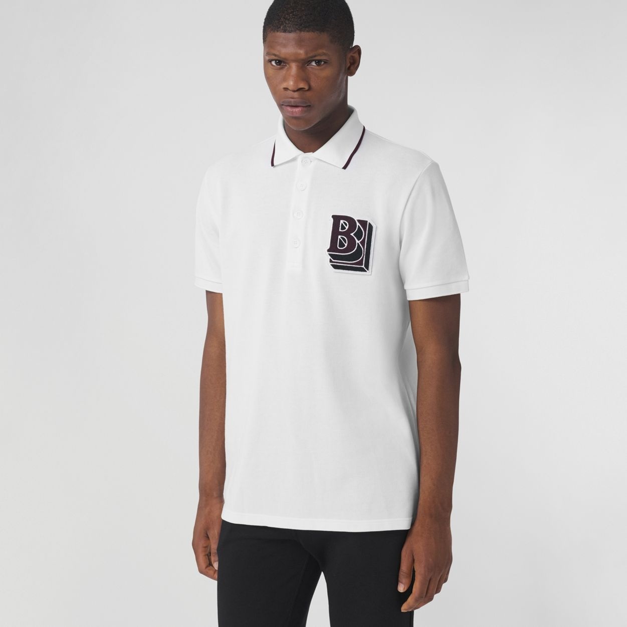 Letter Graphic Cotton Piqué Oversized Polo Shirt - 6