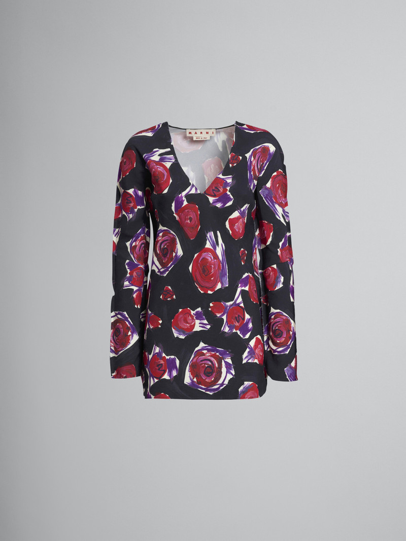 SPINNING ROSES PRINT CADY LONG SHIRT 1