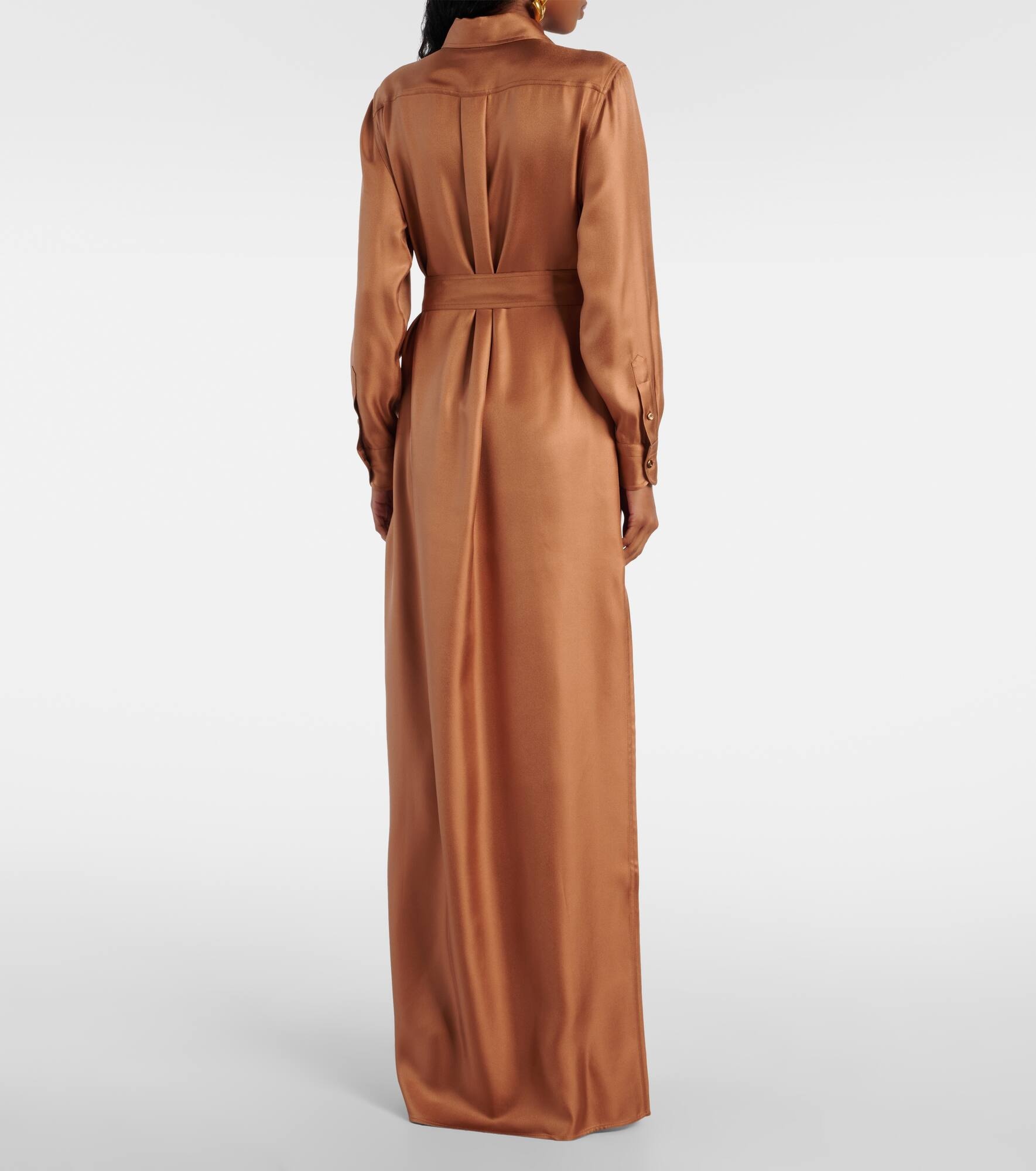 Belted silk twill shirt dress - 3
