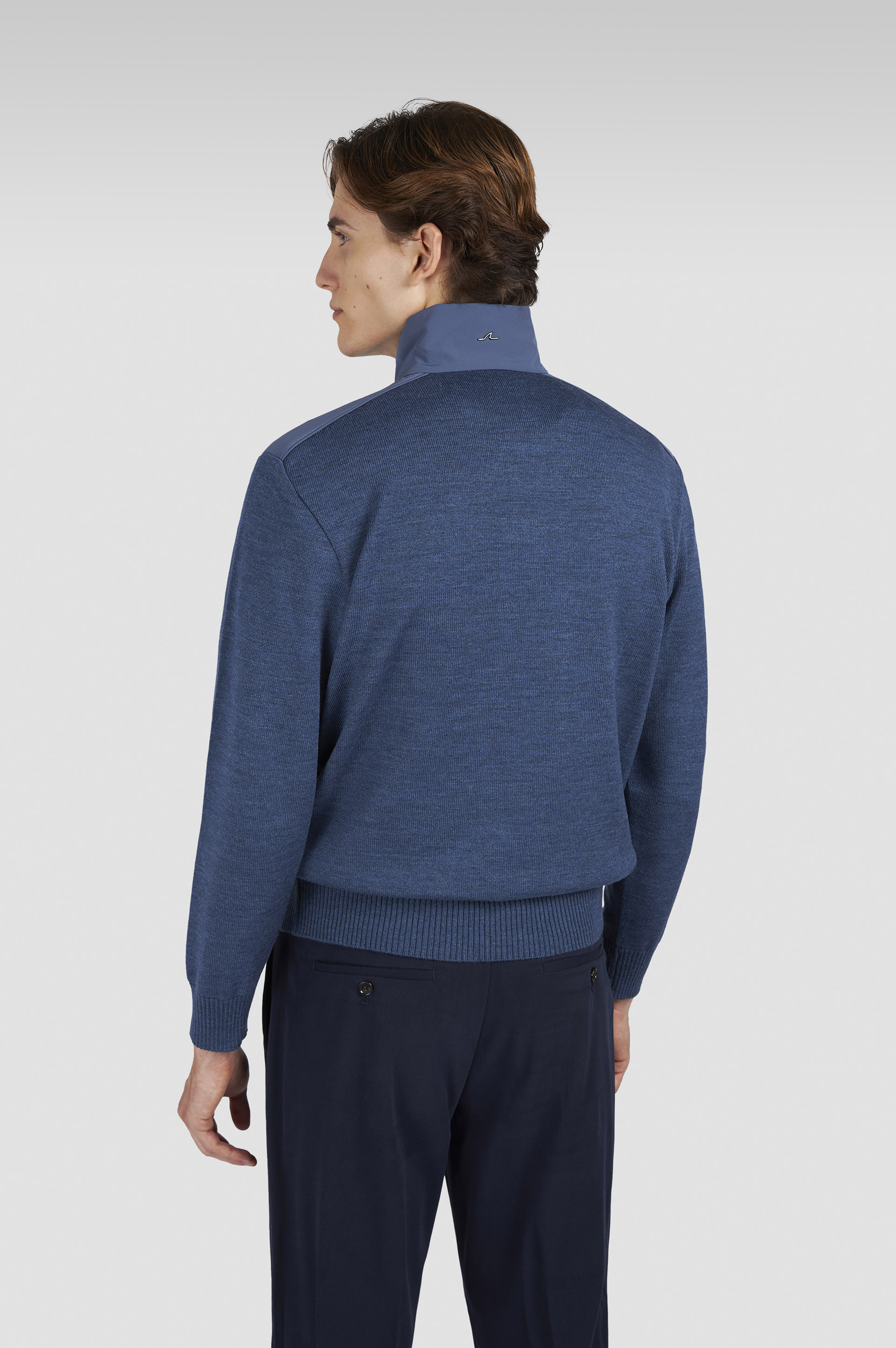 HALF-ZIP SWEATER IN SOFT COOL TOUCH WOOL WITH TYPHOON® RE-4X4 STRETCH DETAILS - 3