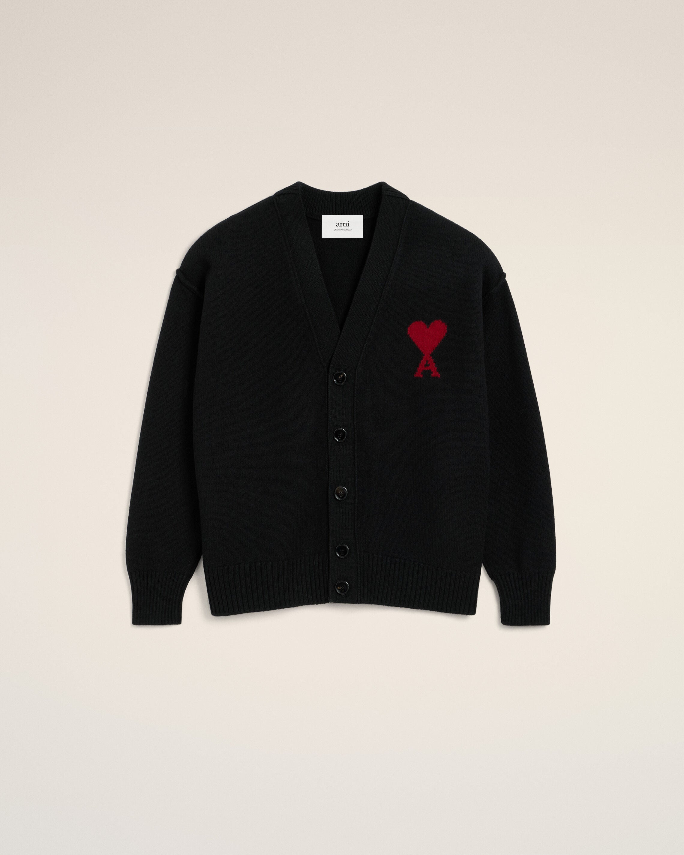 BLACK WOOL AMI DE COEUR CARDIGAN - 1