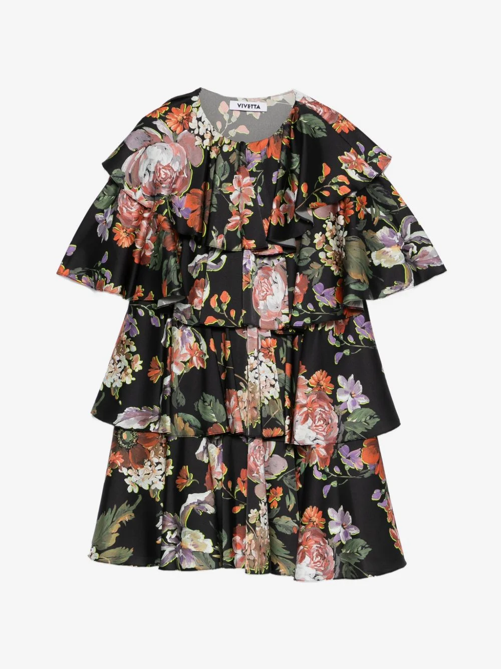 ruffled floral-print mini dress - 1