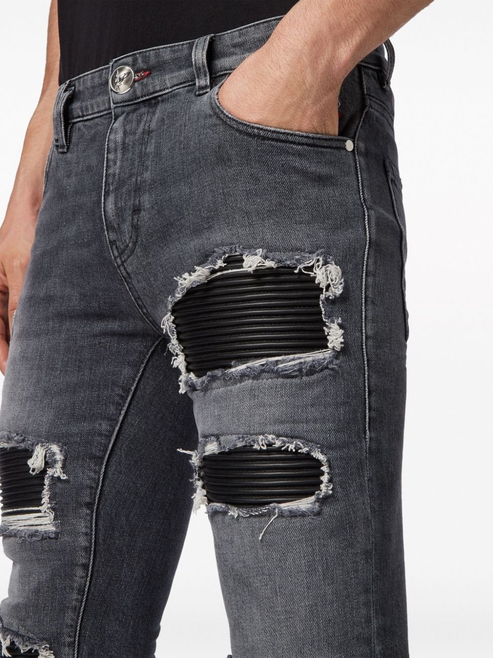 mid-rise distressed jeans - 5