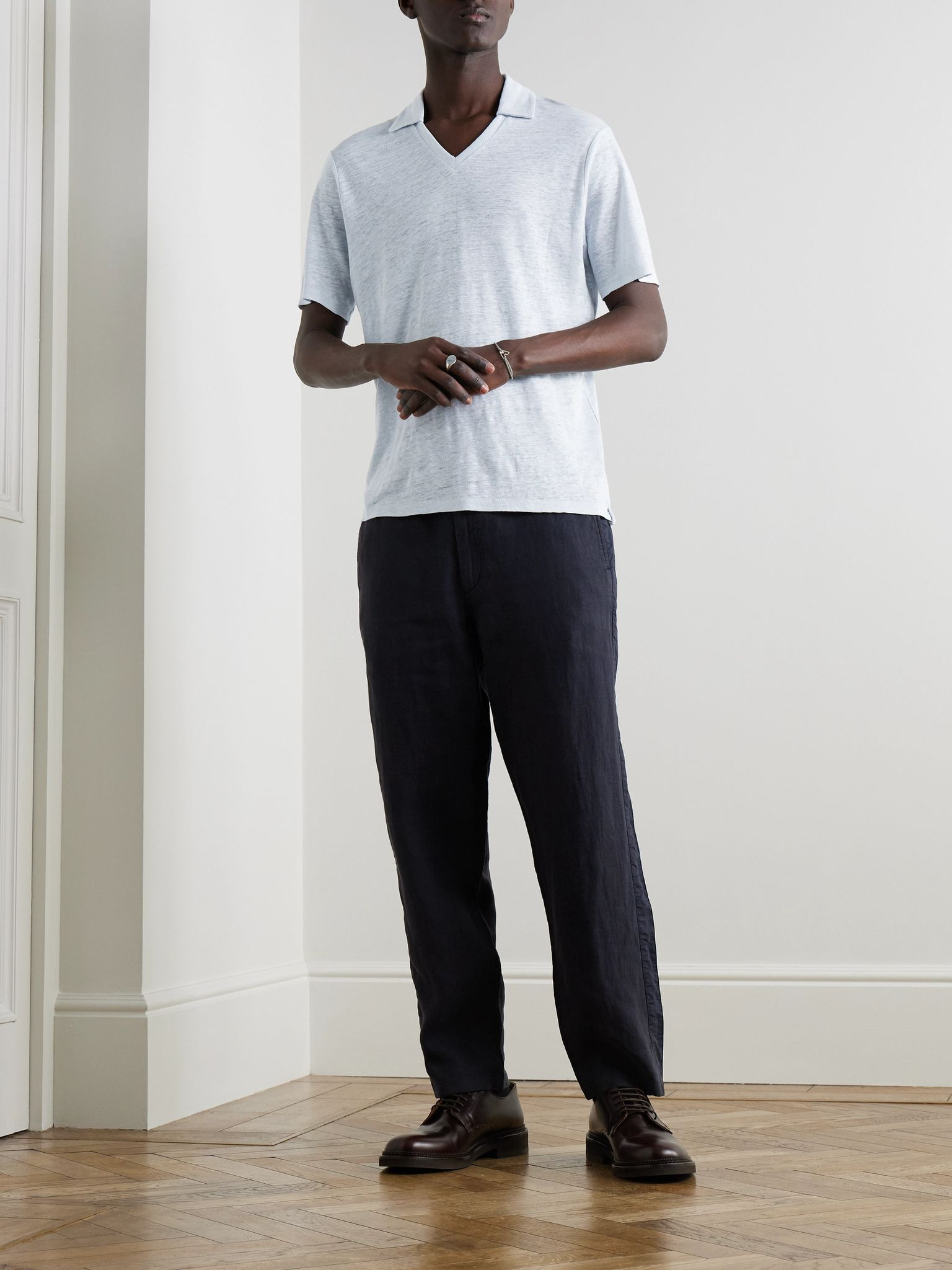 Johnny Linen Polo Shirt Blue - 2
