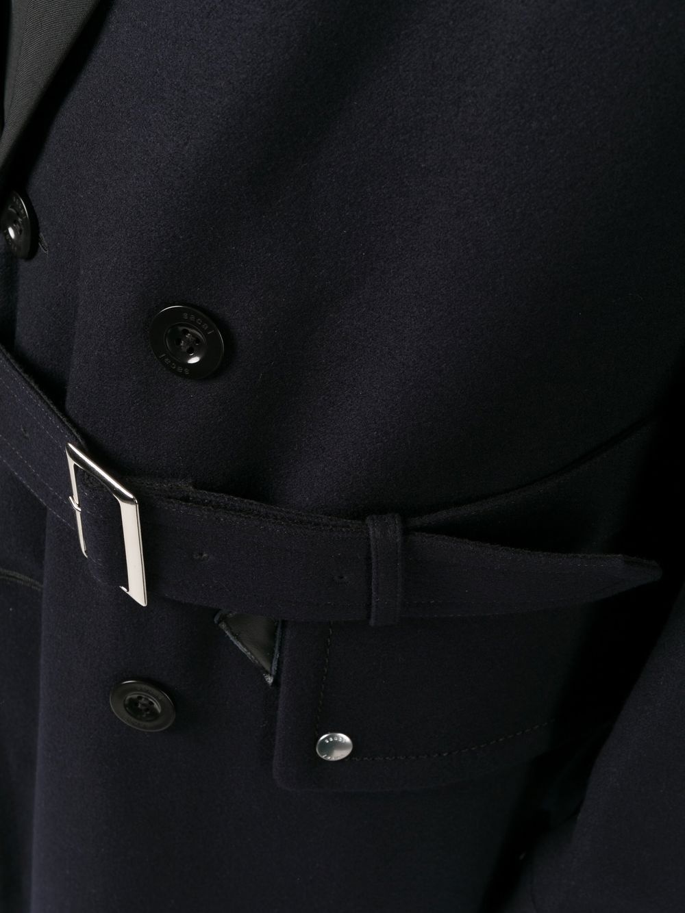 belted double-breasted wool coat - 5