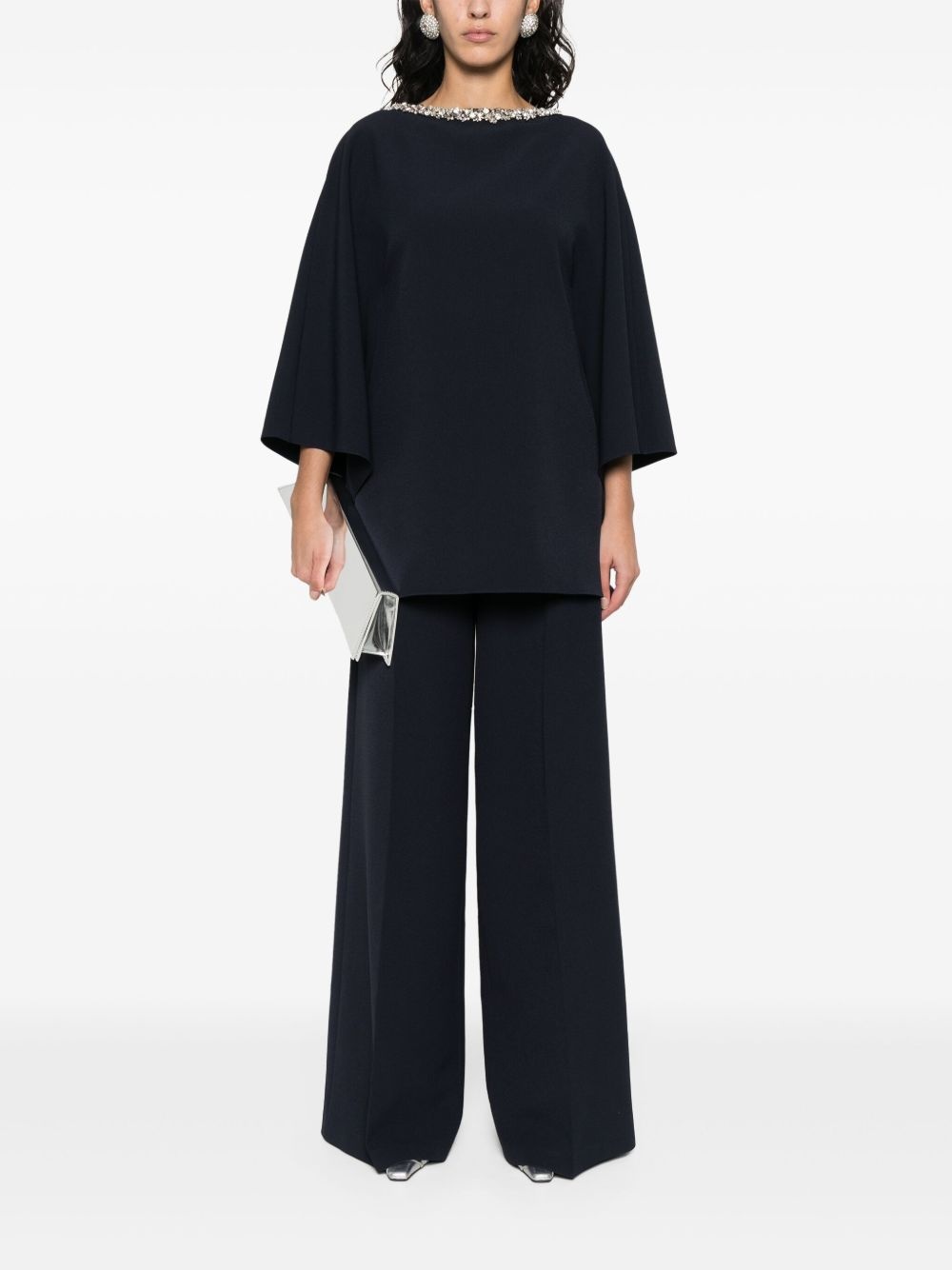 crepe wide trousers - 2
