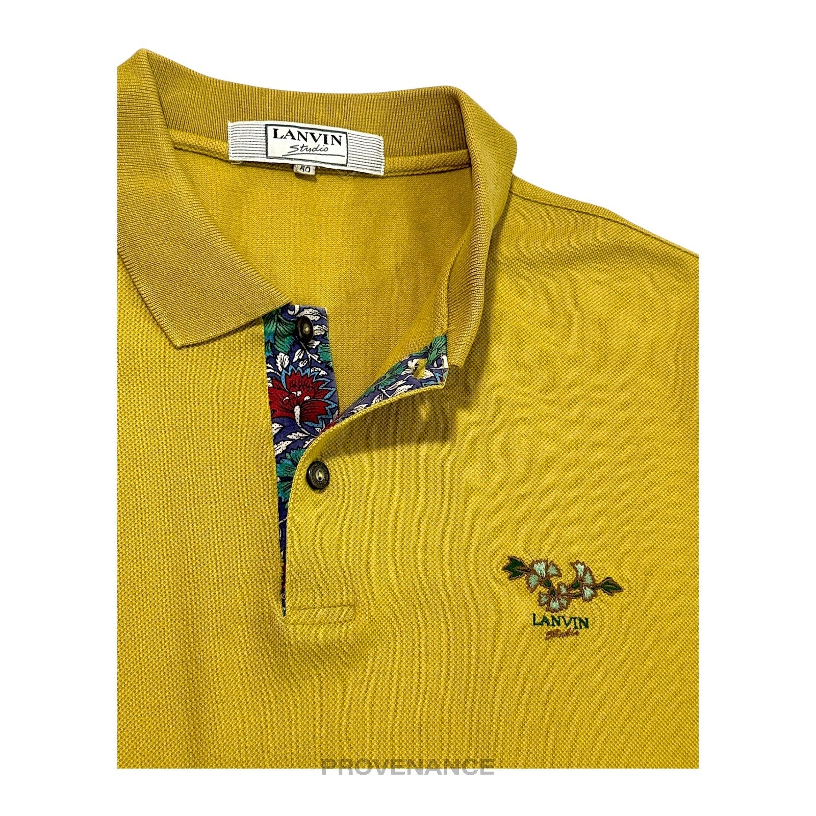 Lanvin Studio Polo Shirt Logo Floral - Golden Olive - 4