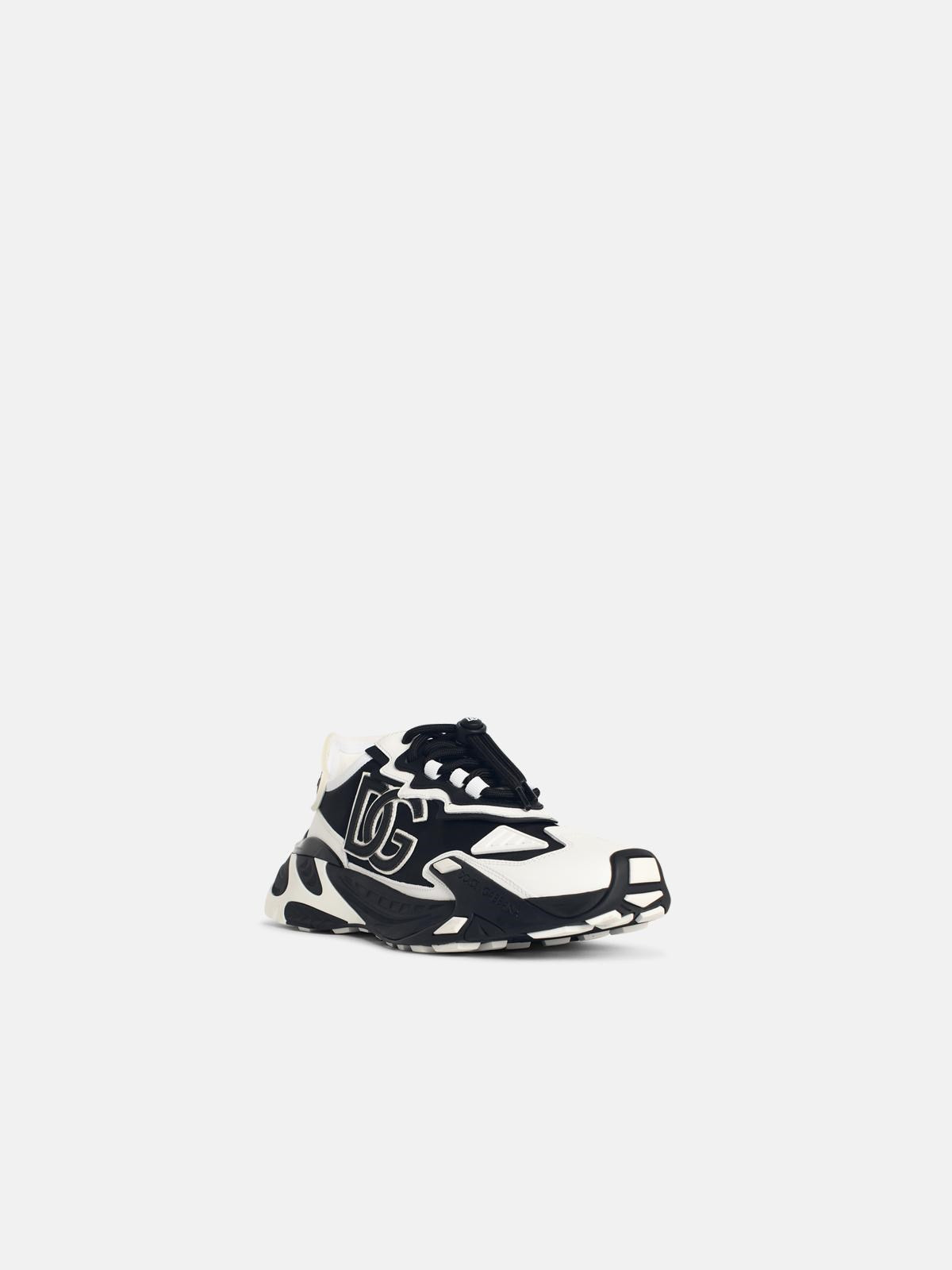'DAYMASTER' BLACK AND WHITE LEATHER BLEND SNEAKERS - 2