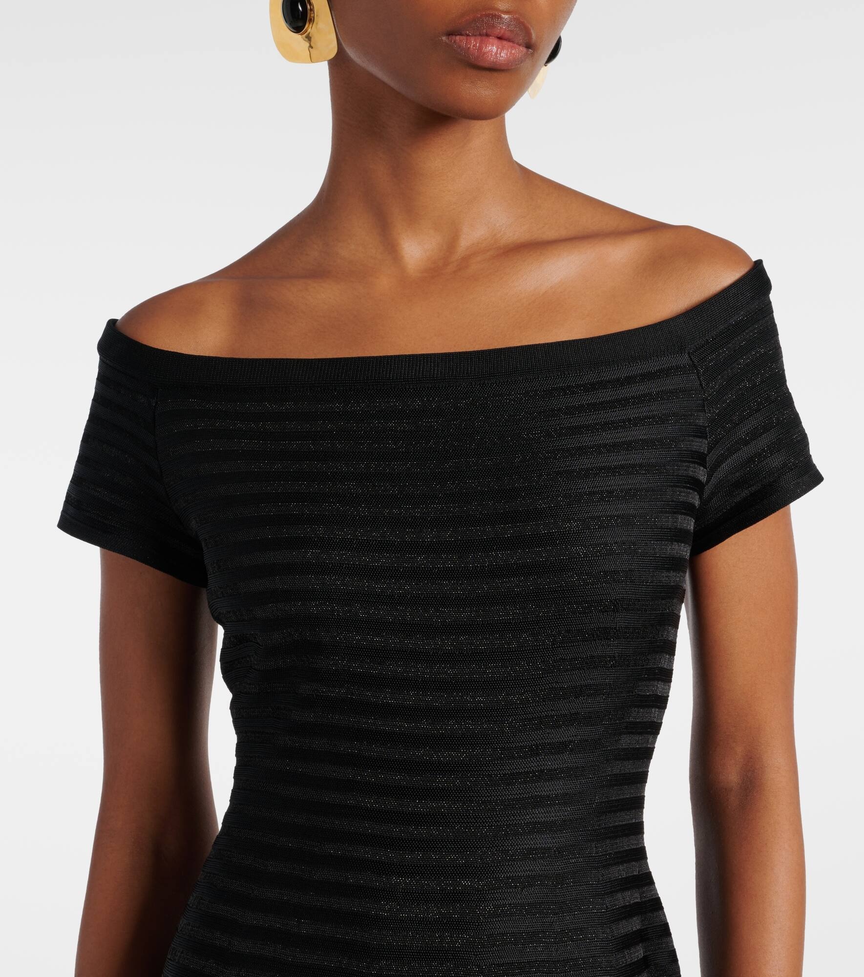 Off-shoulder striped maxi dress - 4