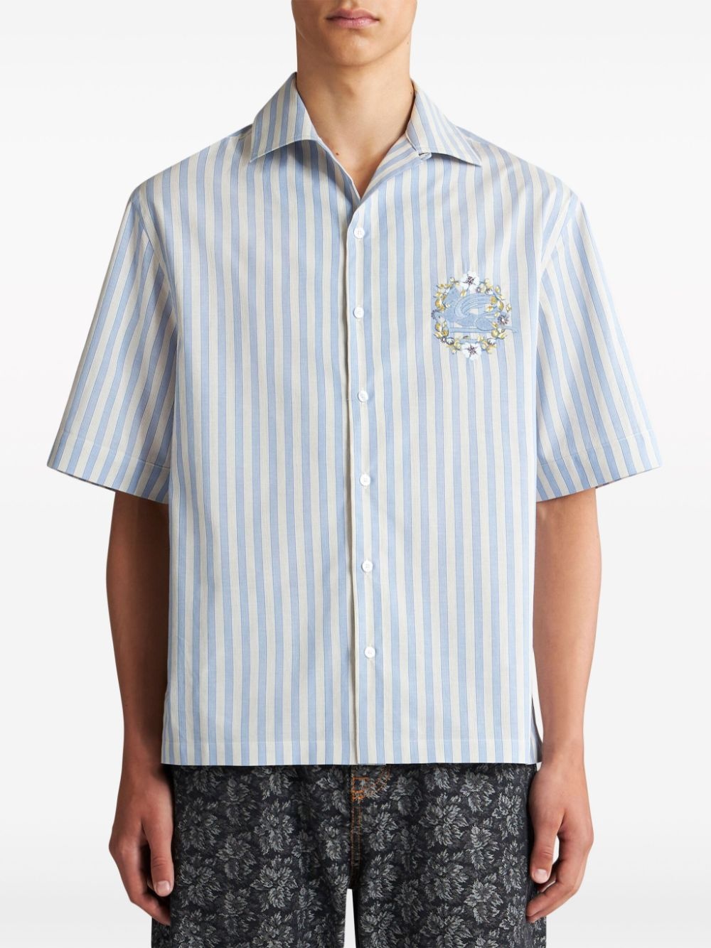 logo-embroidered cotton shirt - 3