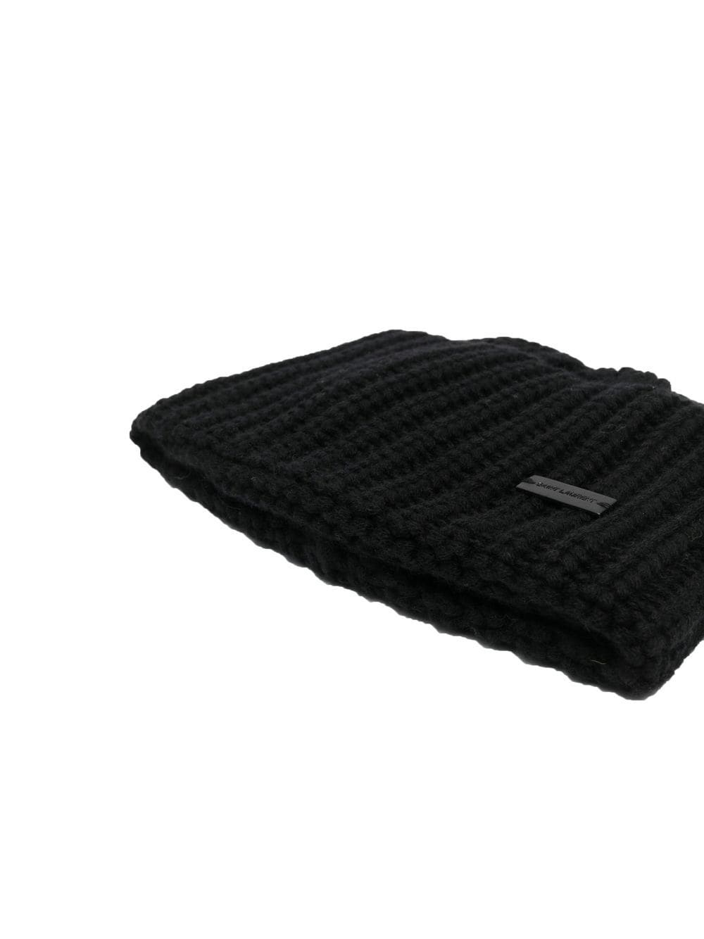 logo-plaque chunky knit cashmere beanie - 2