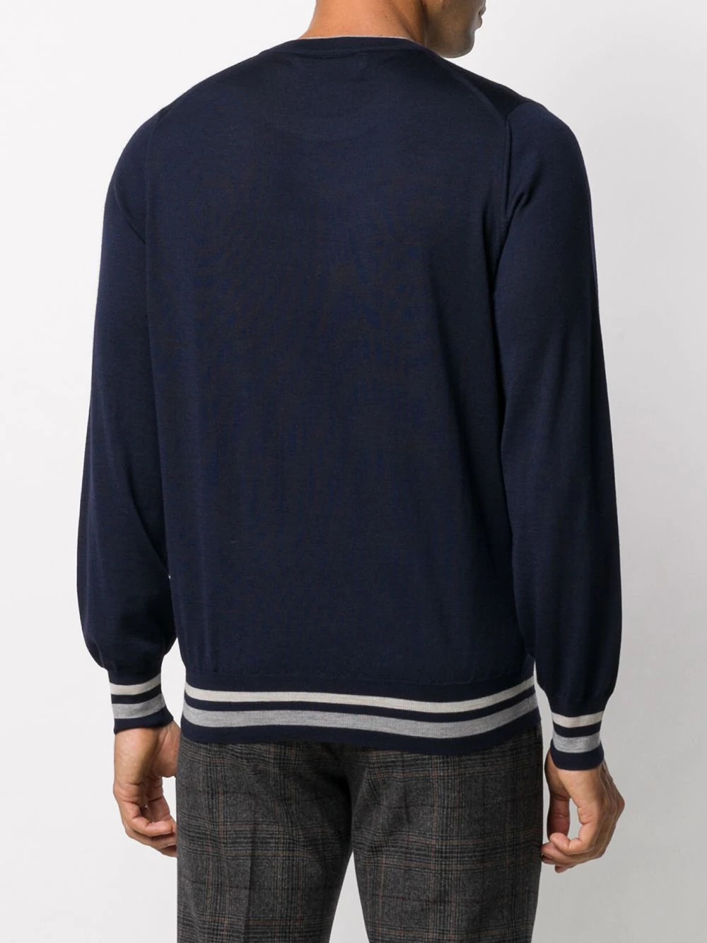 stripe-hem crew neck sweater  - 4