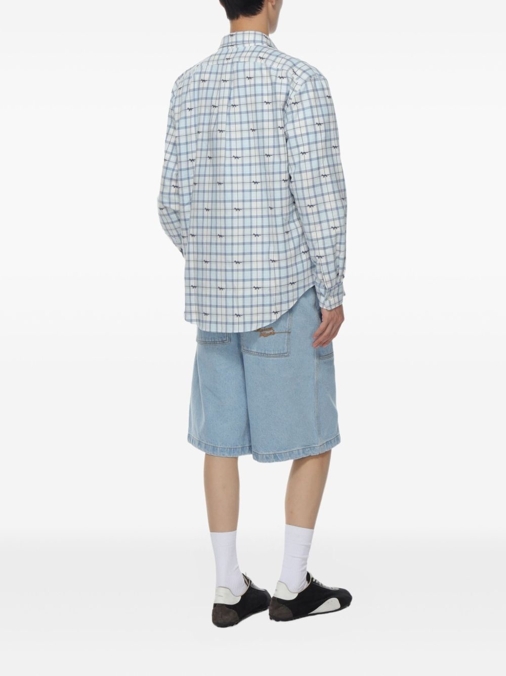 check-print long-sleeve shirt - 4