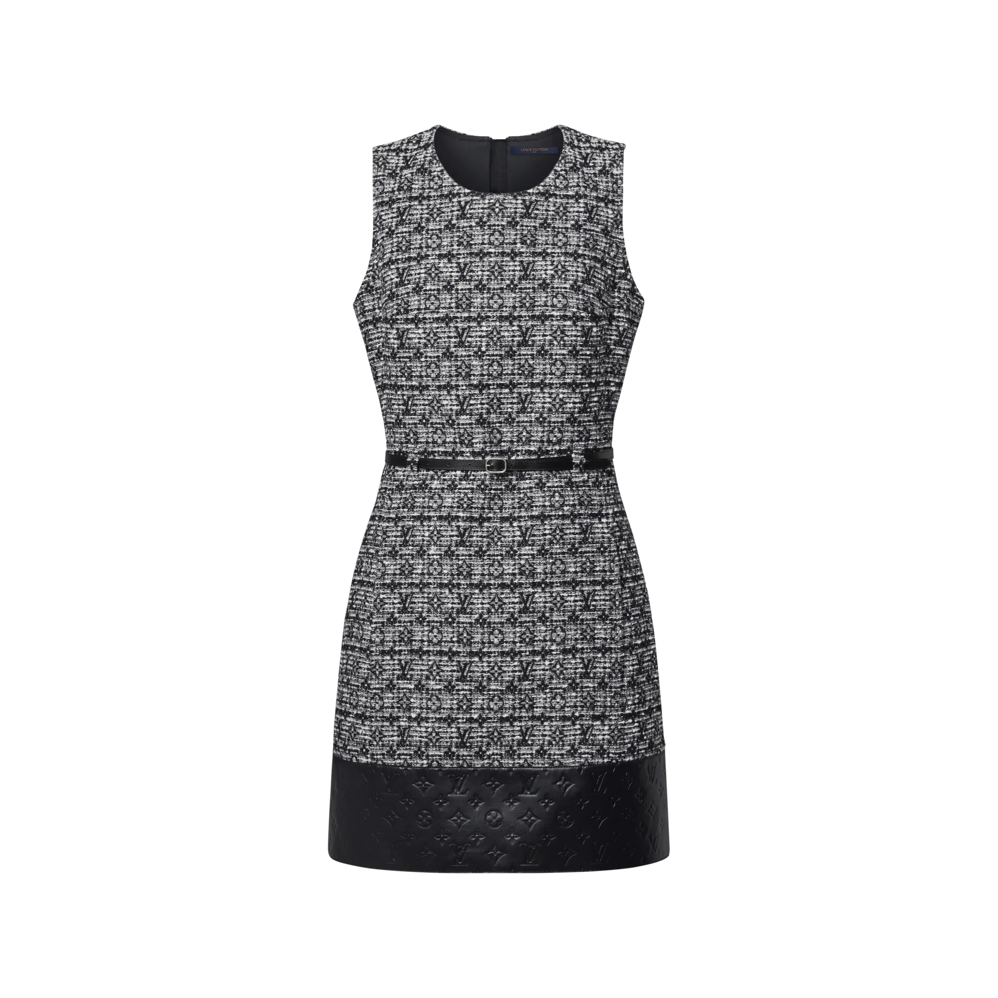 Leather Accent Tweed Dress - 1
