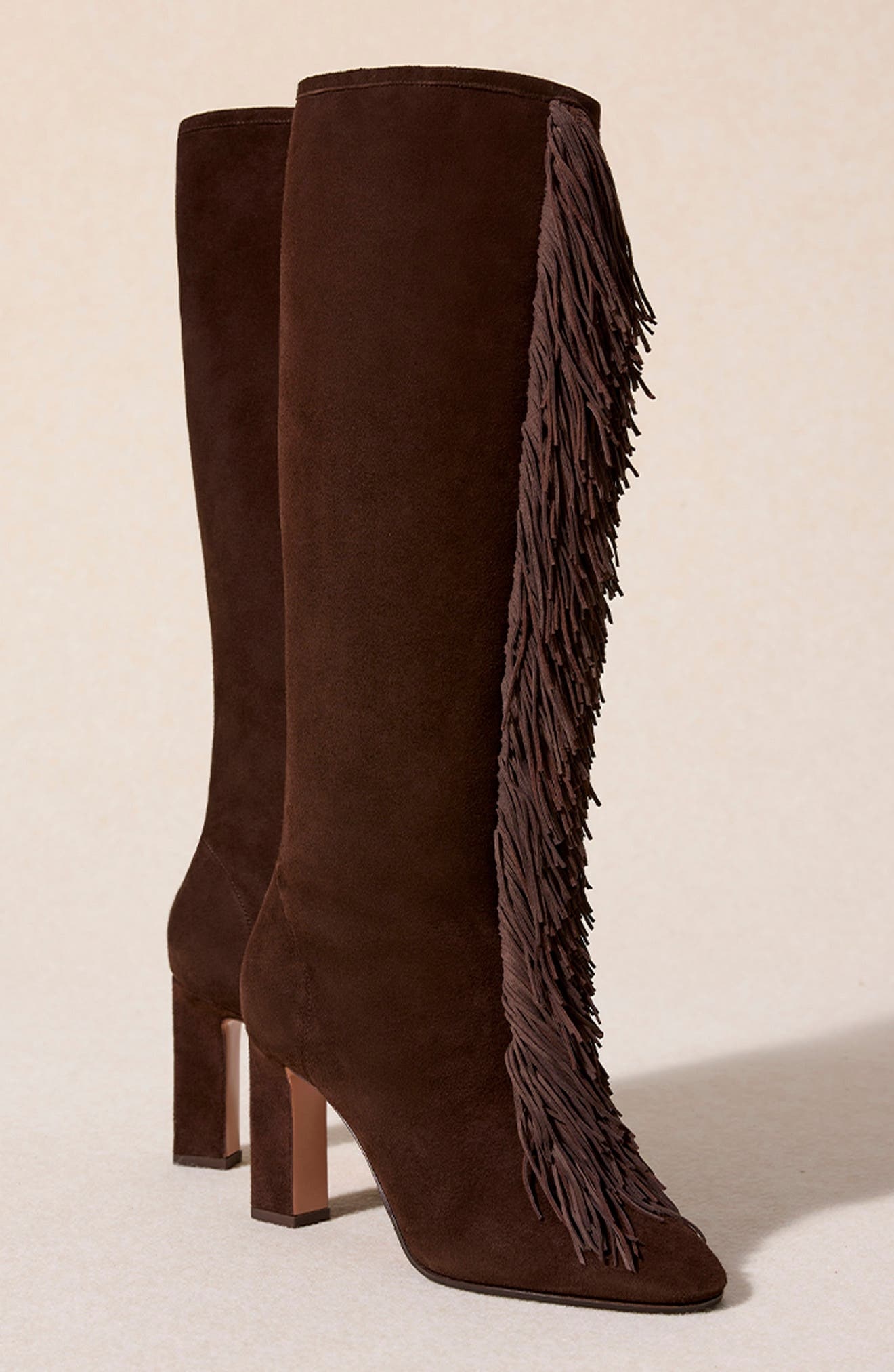Aquazzura Gytane Fringe Front Knee High Boot in Espresso at Nordstrom - 6