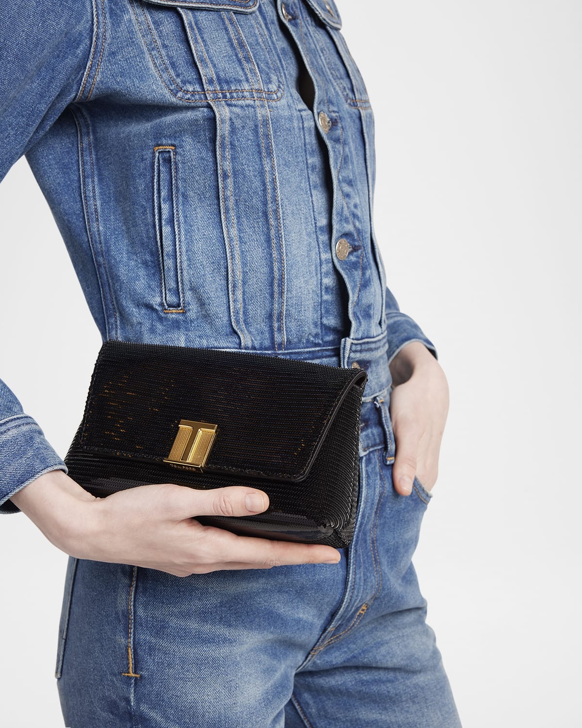 Nobile Mini Clutch Bag in Sequin-Embroidered Viscose - 2