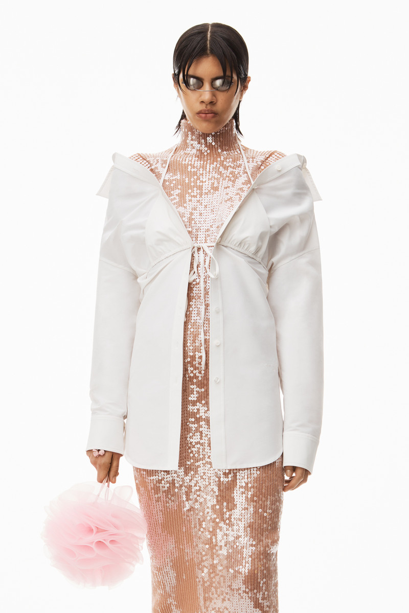 Alexander Wang LAYERED BIKINI SHIRT IN POPLIN SWIM outlook