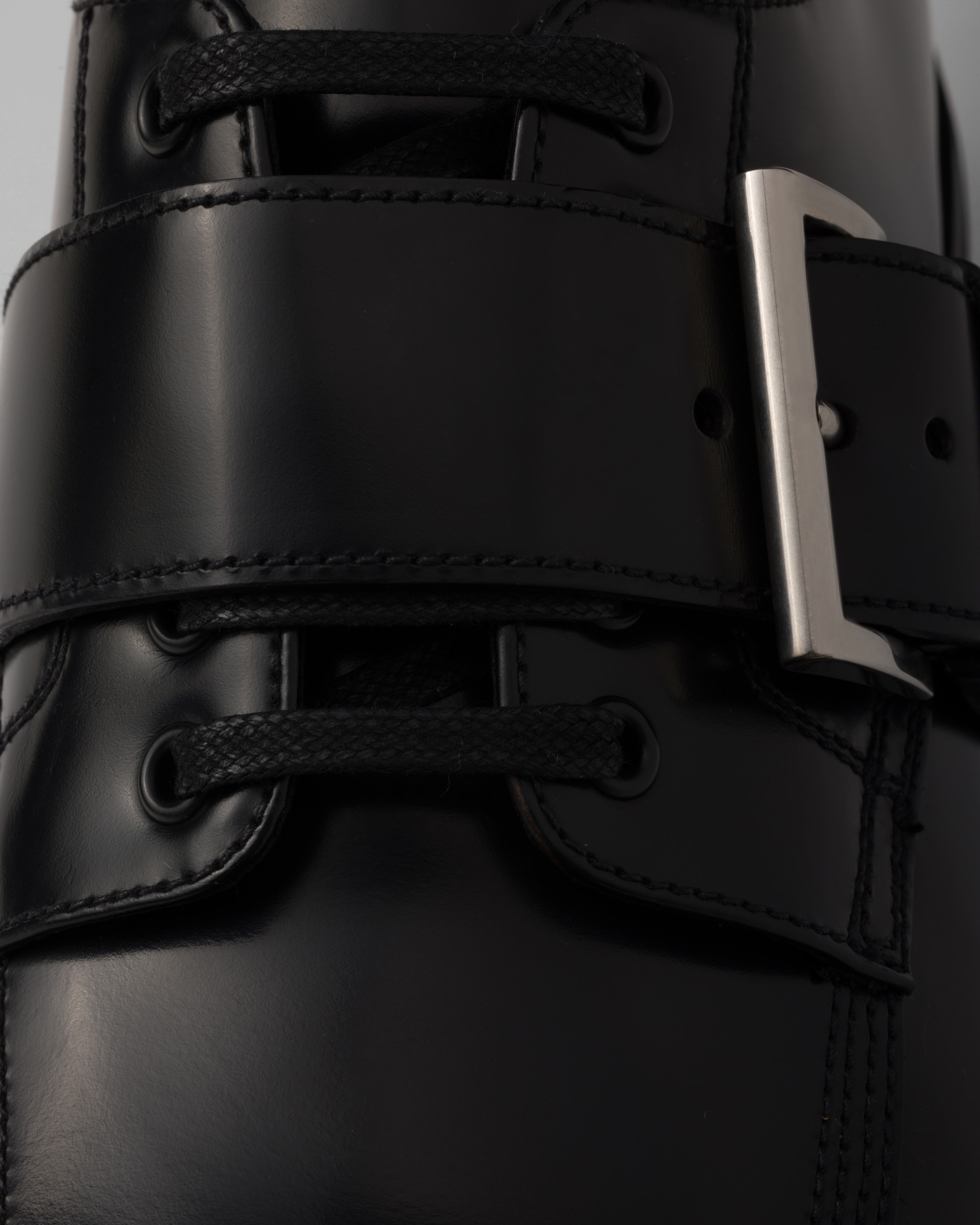 Brushed leather derby shoes with buckle - 6