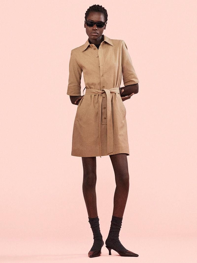 Belted Trench Dress in Khaki 2