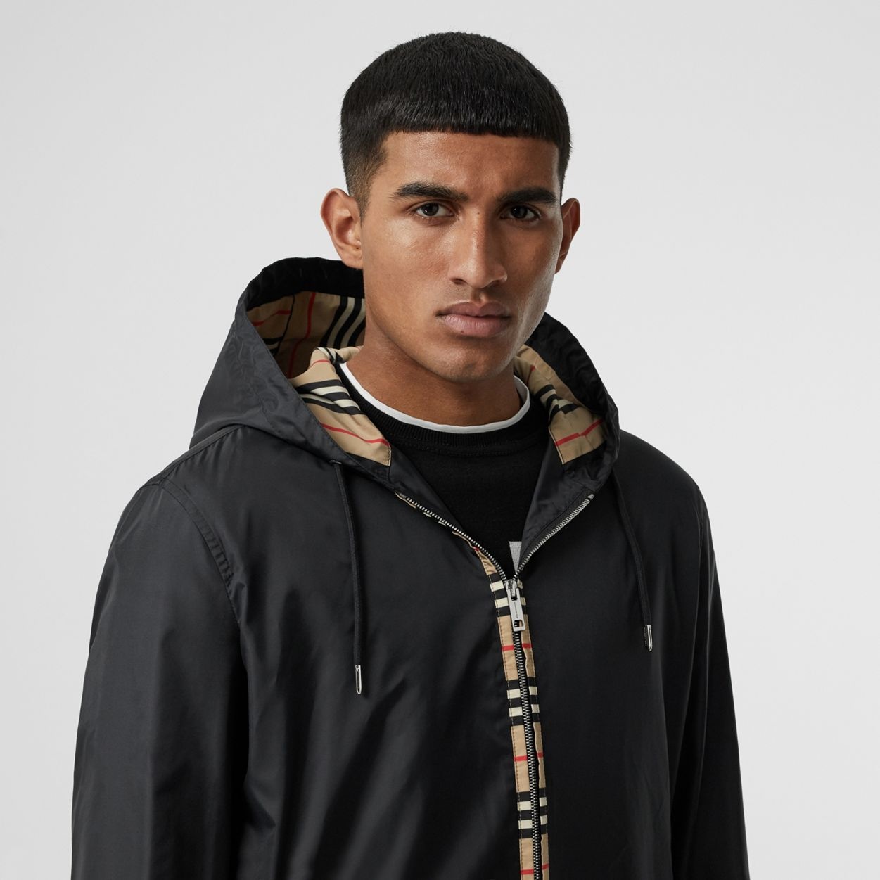 Icon Stripe Detail Nylon Canvas Hooded Jacket - 3