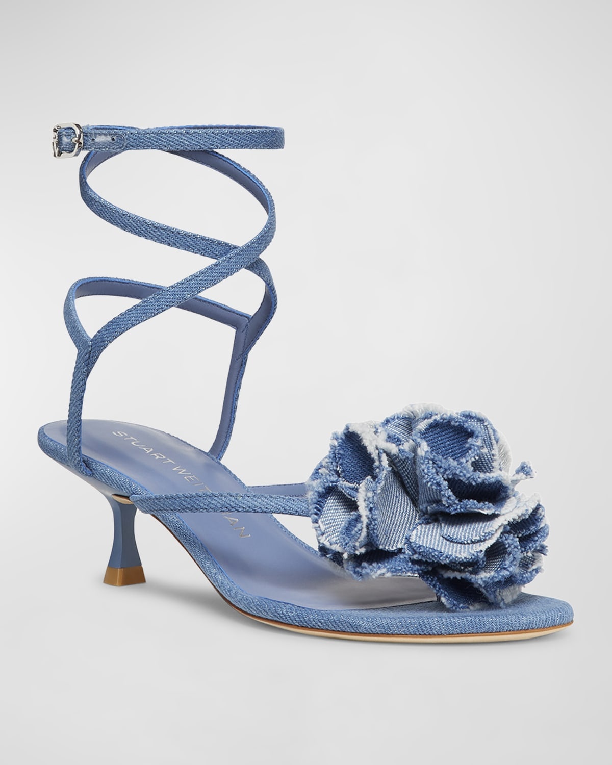 Belize Denim Flower Ankle-Strap Sandals - 2