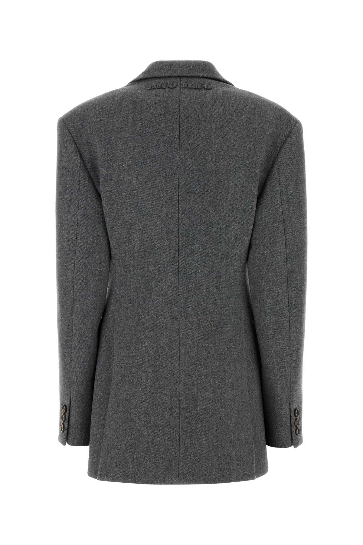 Miu Miu Women Dark Grey Wool Blazer - 2