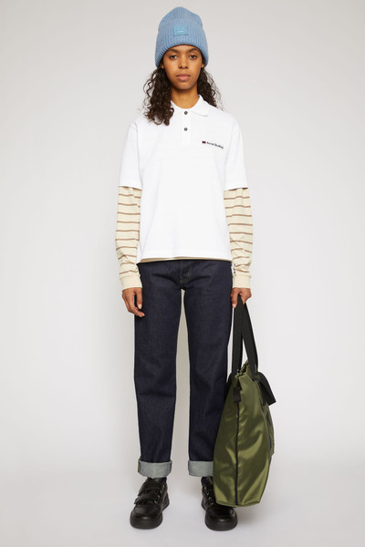 Acne Studios Face patch polo shirt optic white outlook