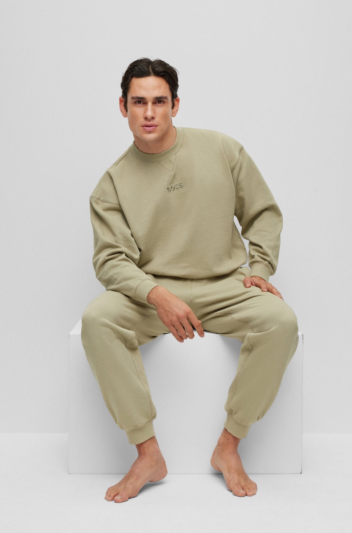 SUEDE-LOOK PAJAMAS IN COTTON WITH EMBROIDERED LOGOS - 4