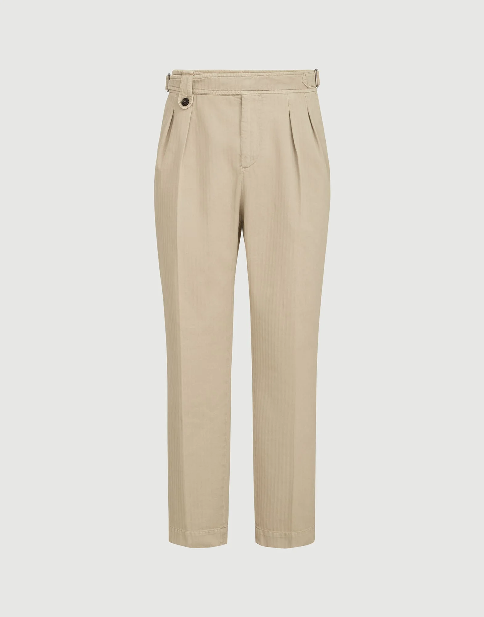 Cotton chevron trousers with double pleats and waist tabs - 1