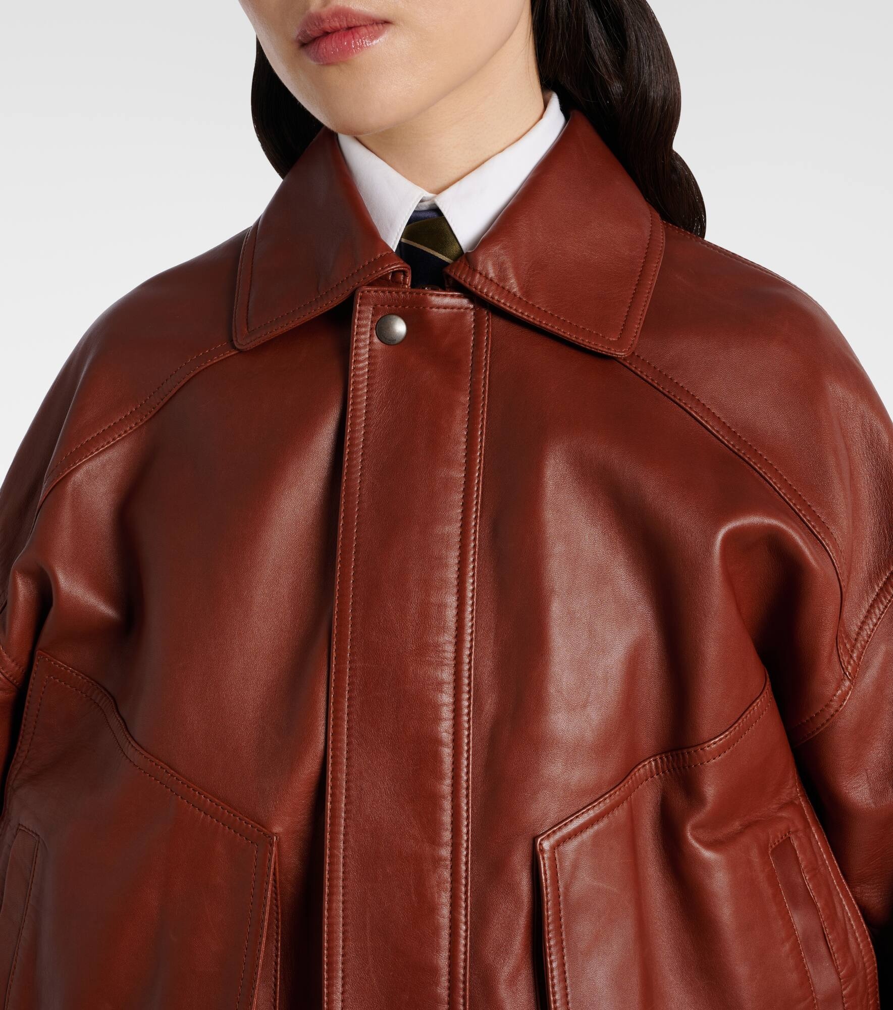 Leather bomber jacket - 4