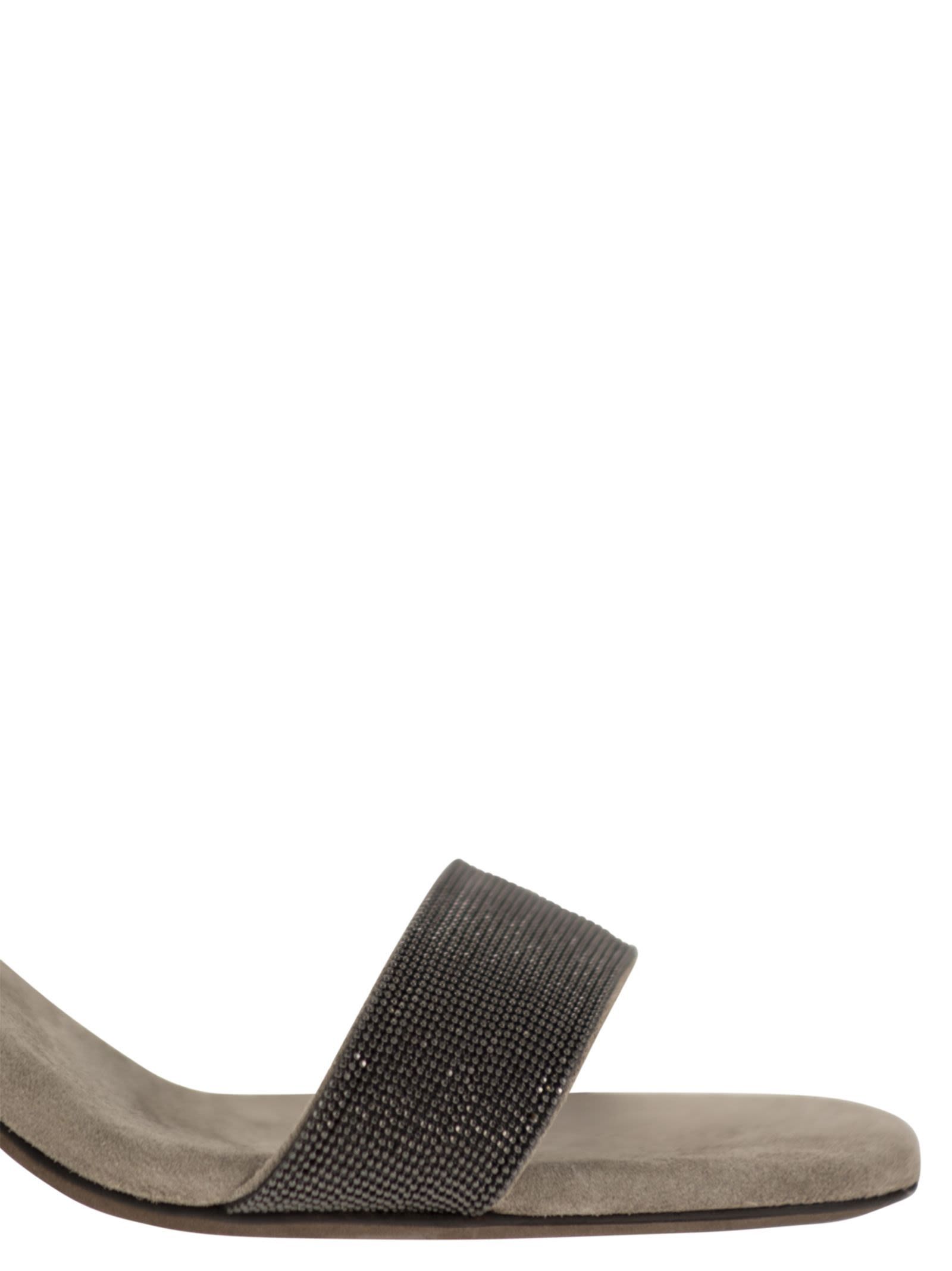 Brunello Cucinelli Women Suede Sandals With Precious Insert - 6