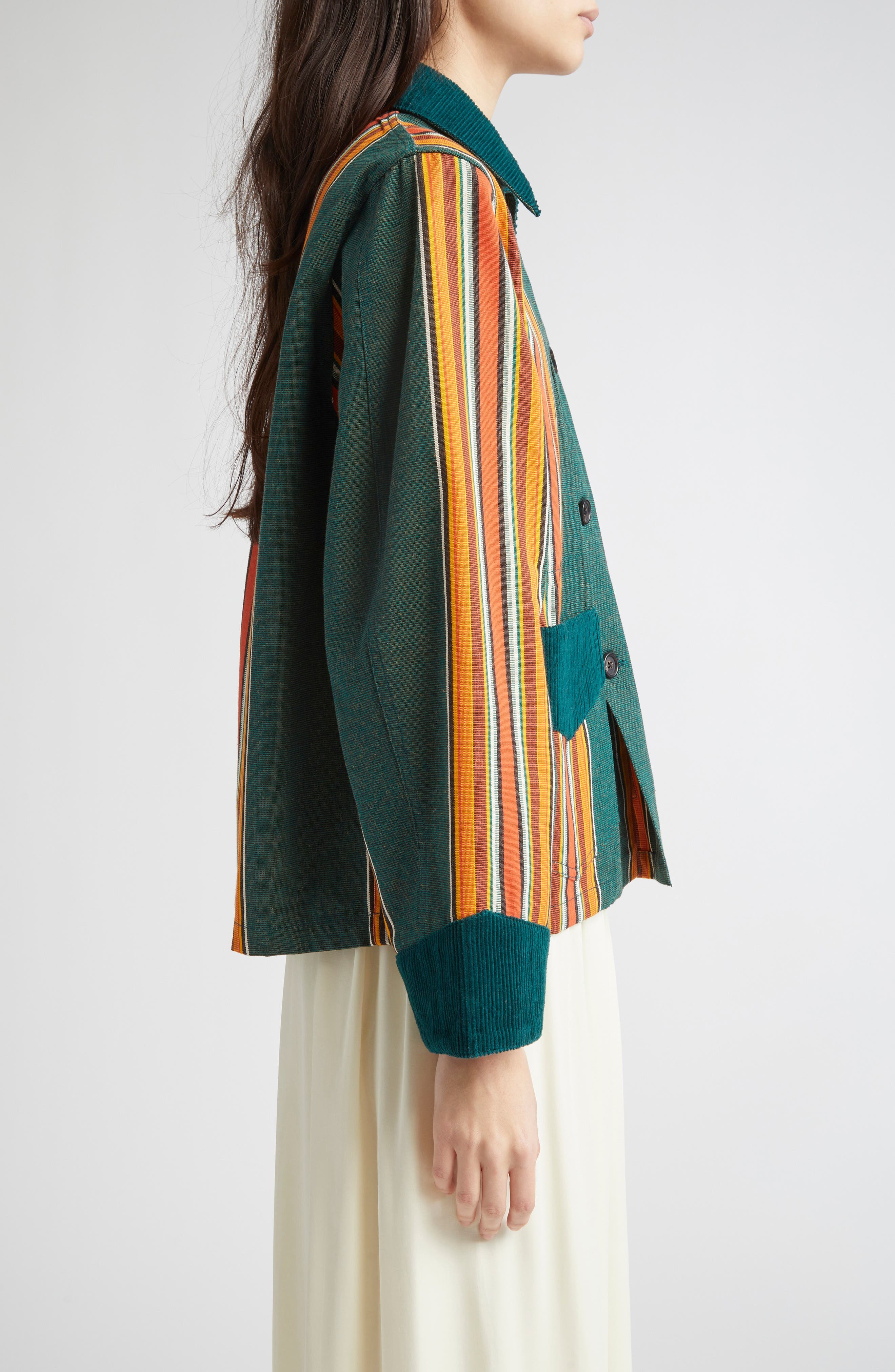 Bode Parakeet Stripe Craft Jacket in Green Multi at Nordstrom - 4