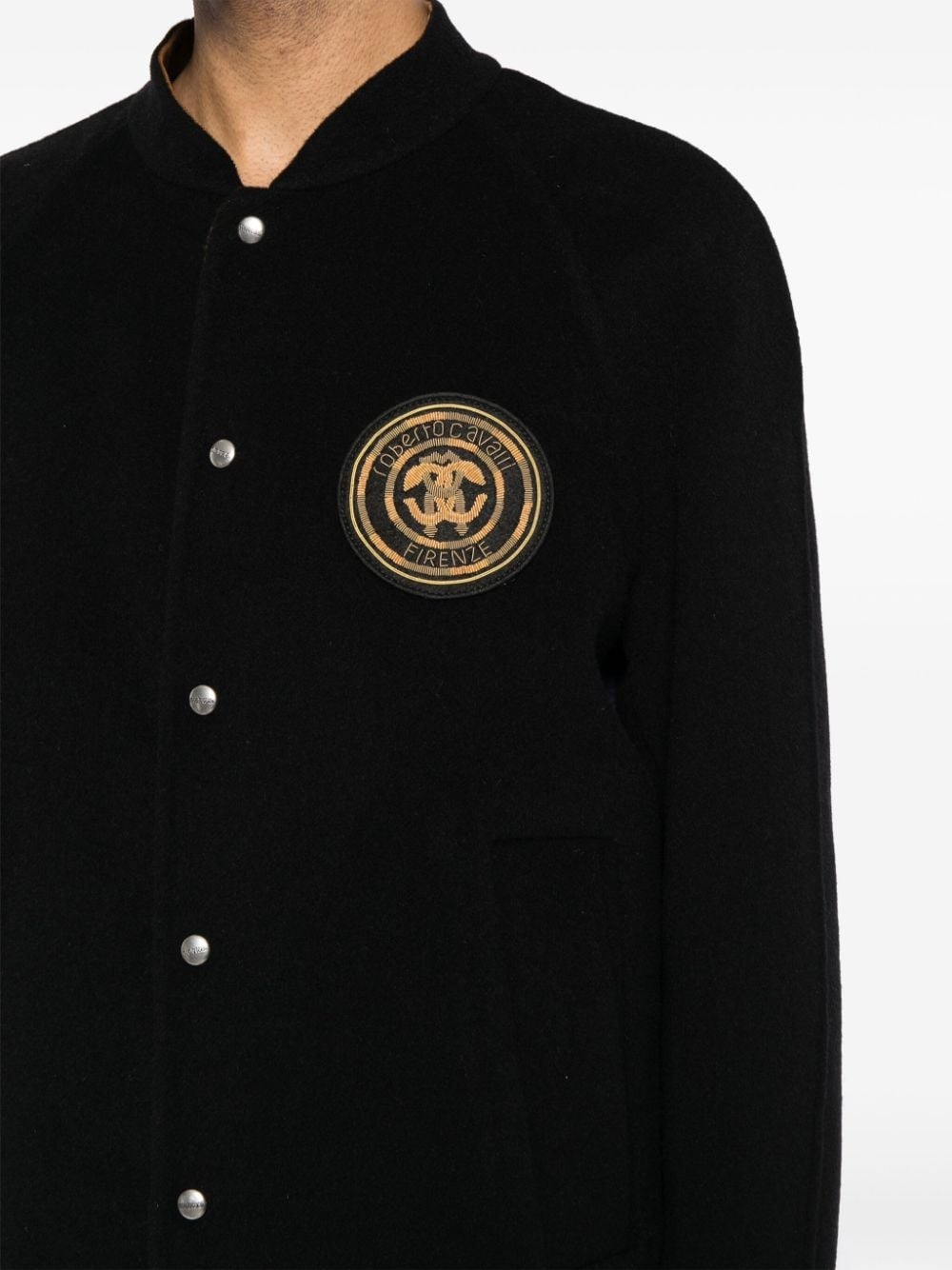 logo-embroidered wool bomber jacket - 5
