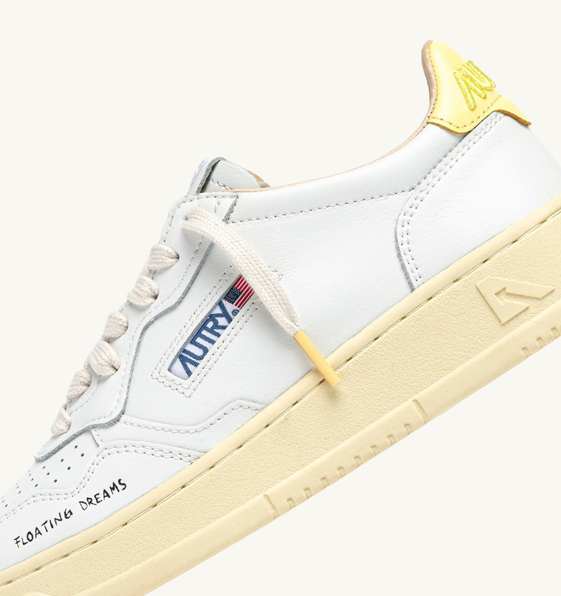 MEDALIST LOW SNEAKERS IN WHITE AND LEMON MERINGUE LEATHER 6