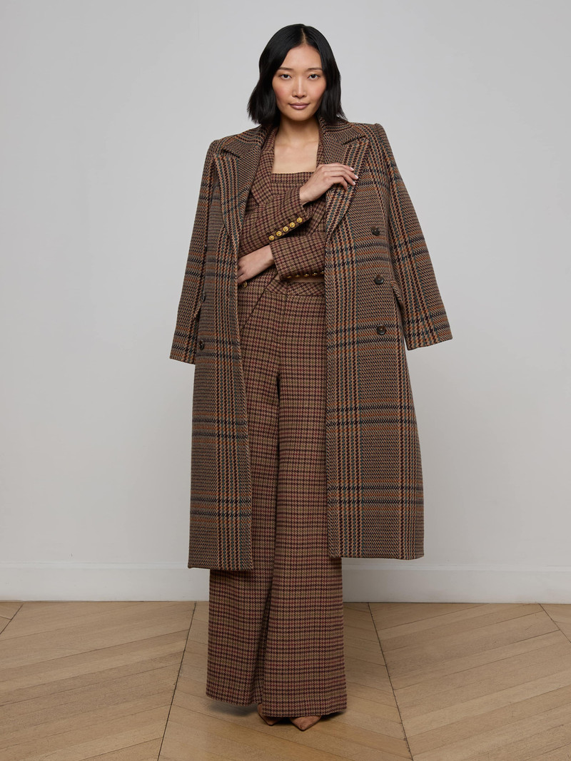 L'AGENCE Kolina Plaid Long Coat outlook