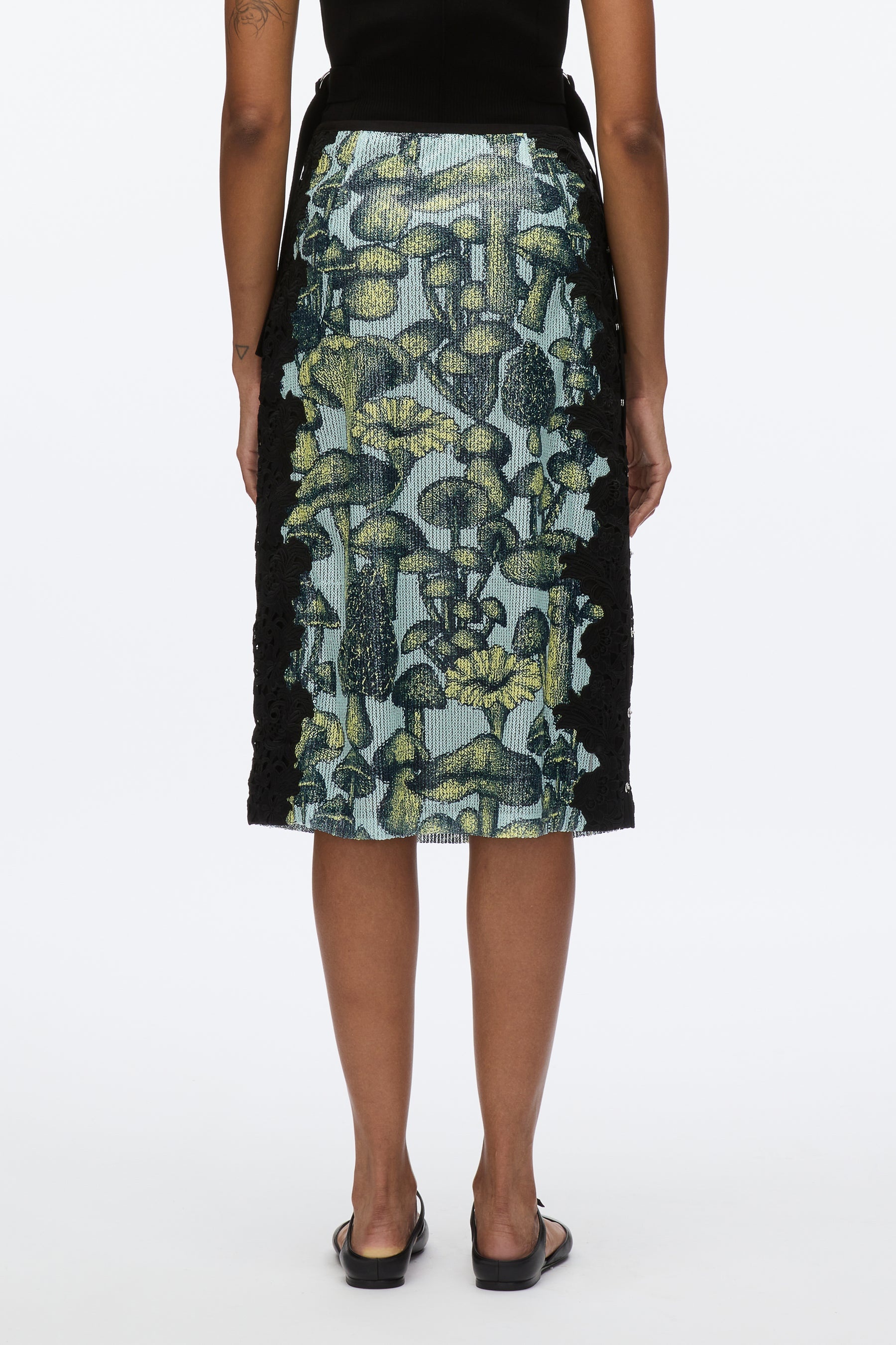 Ethereal Mushroom Sequin Slip Skirt with Lace - 4