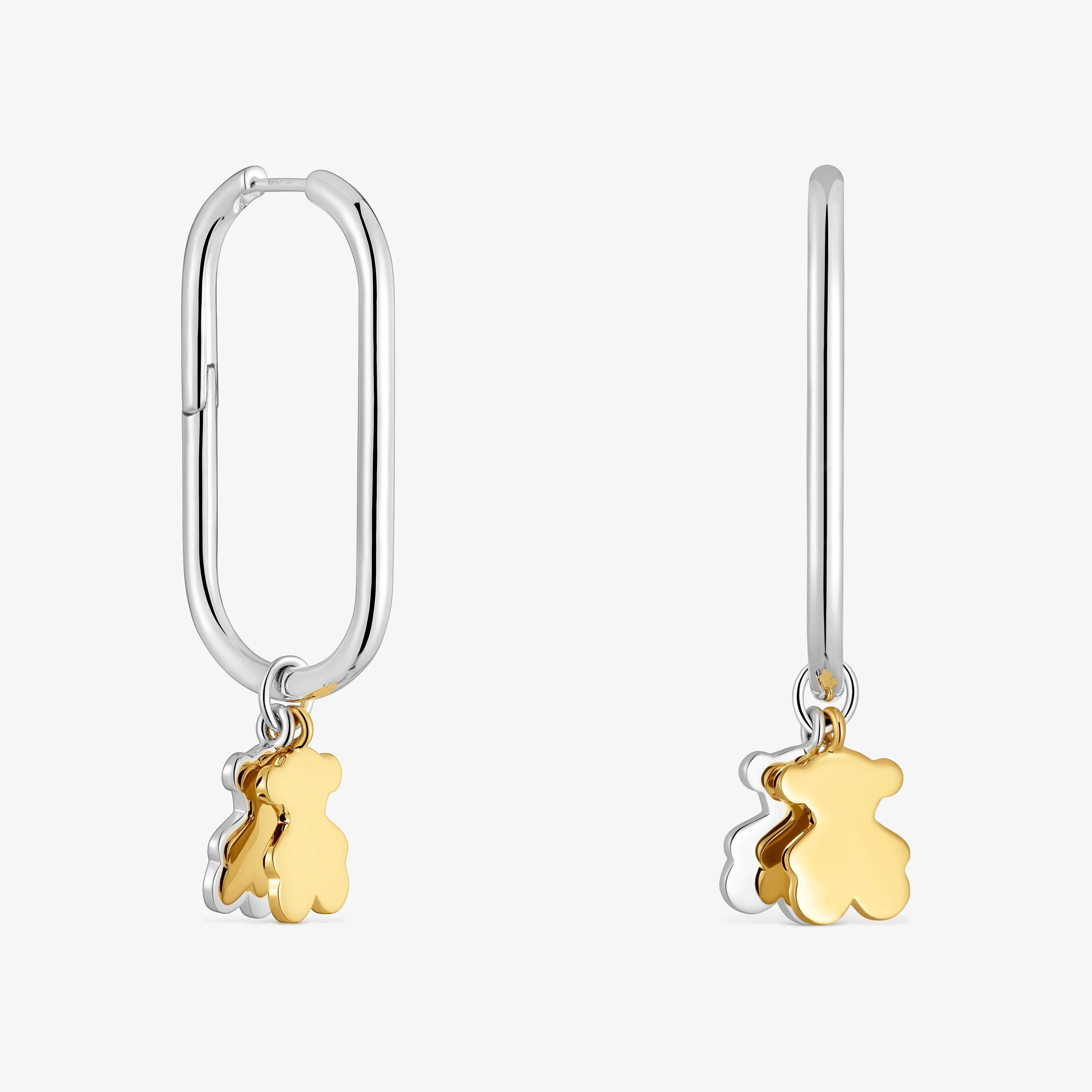 Sweet Dolls two-tone Hoop earrings with bear motif - 1