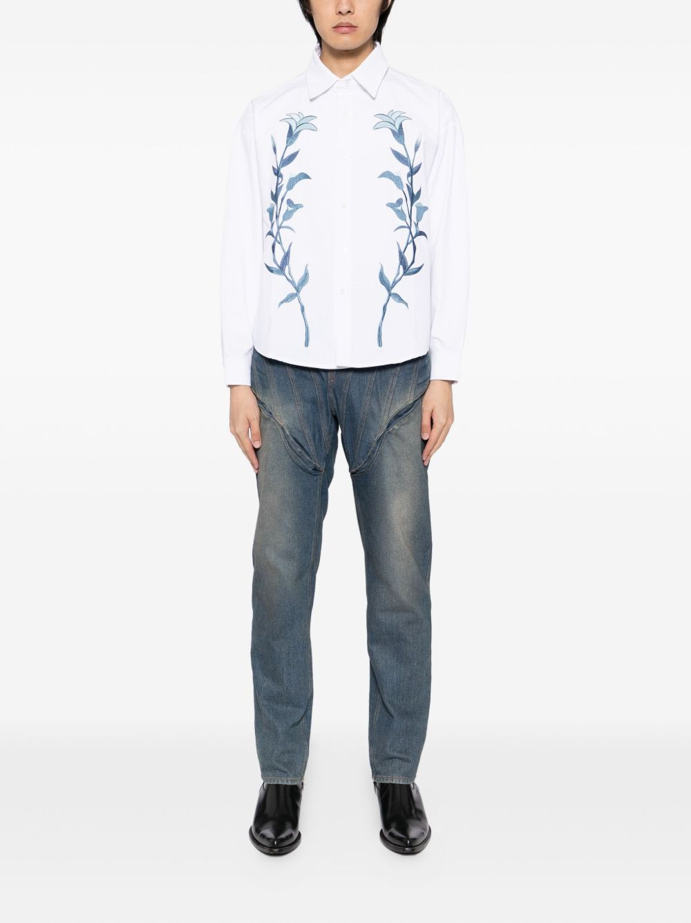 floral-embroidered shirt - 2