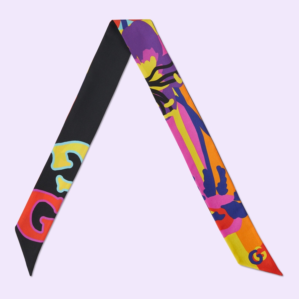 Gucci pop print silk neck bow - 2