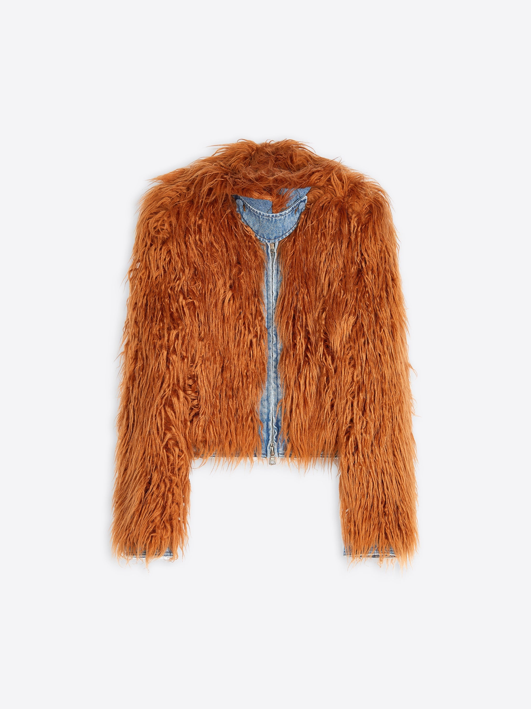 FAUX FUR AND DENIM JACKET - 1