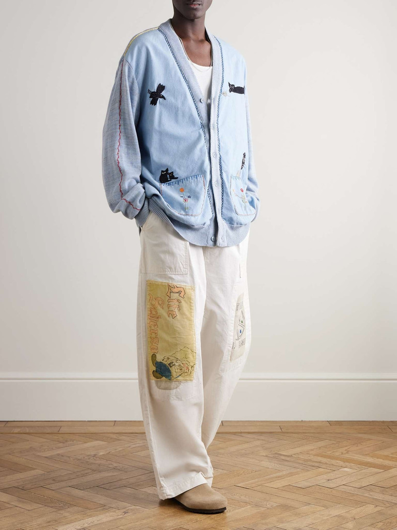 Kapital Fatigue Wide-Leg Patchwork Cotton-Twill Trousers outlook